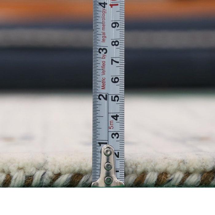 Ready to Ship Solid Ivory Border Patterns Hand Loomed Wool Area Rug