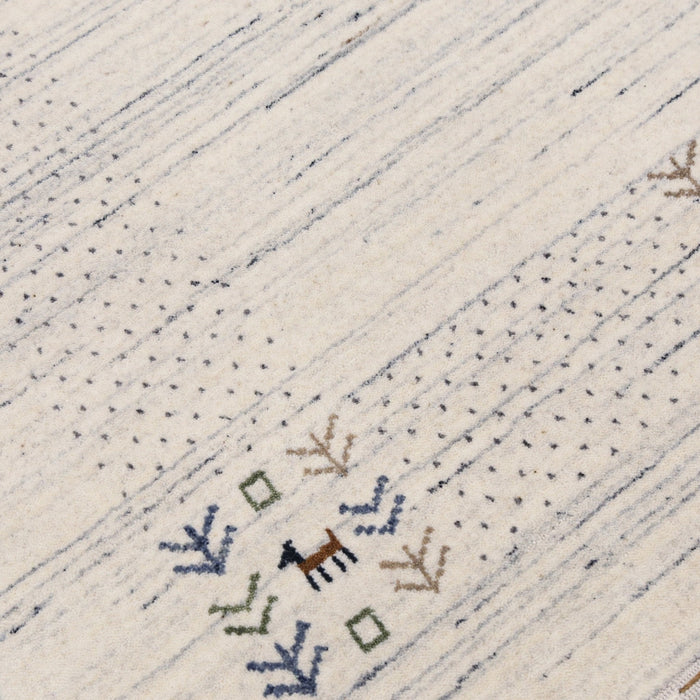 Ready to Ship Solid Ivory Border Patterns Hand Loomed Wool Area Rug