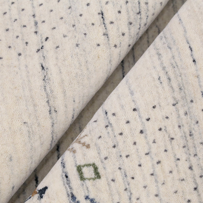 Solid Ivory Border Patterns Hand Loomed Wool Area Rug