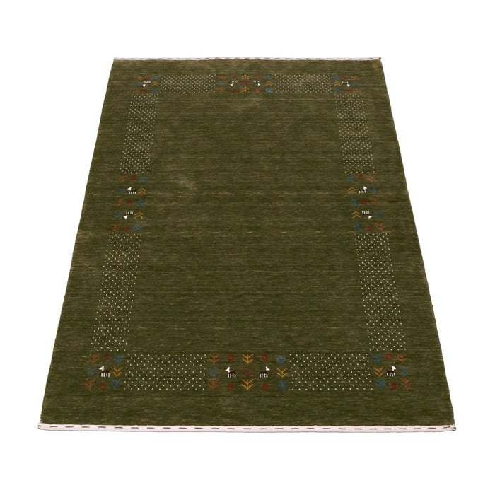Ready to Ship Solid with Border Patterns Hand Loomed Wool Area Rug