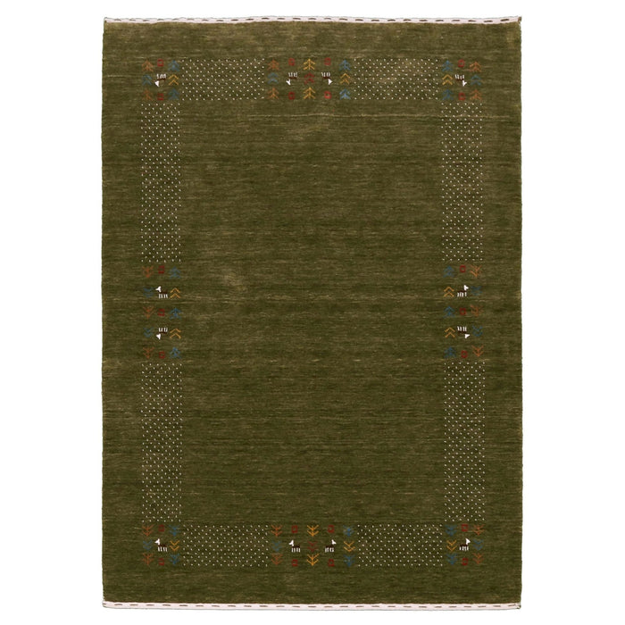 Ready to Ship Solid with Border Patterns Hand Loomed Wool Area Rug