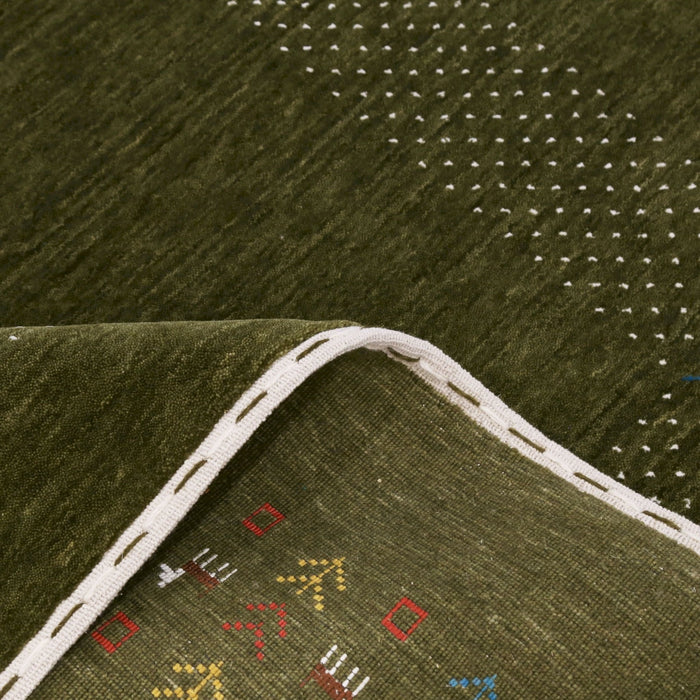 Ready to Ship Solid with Border Patterns Hand Loomed Wool Area Rug