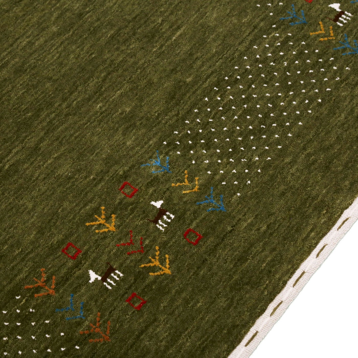 Ready to Ship Solid with Border Patterns Hand Loomed Wool Area Rug