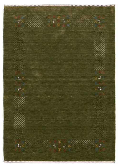 Ready to Ship Solid with Border Patterns Hand Loomed Wool Area Rug