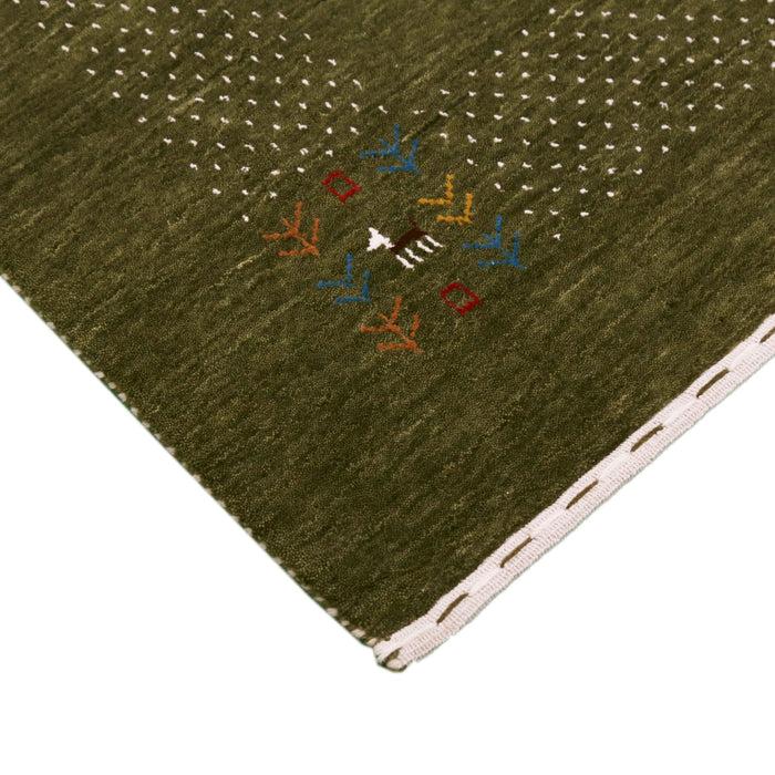 Ready to Ship Solid with Border Patterns Hand Loomed Wool Area Rug