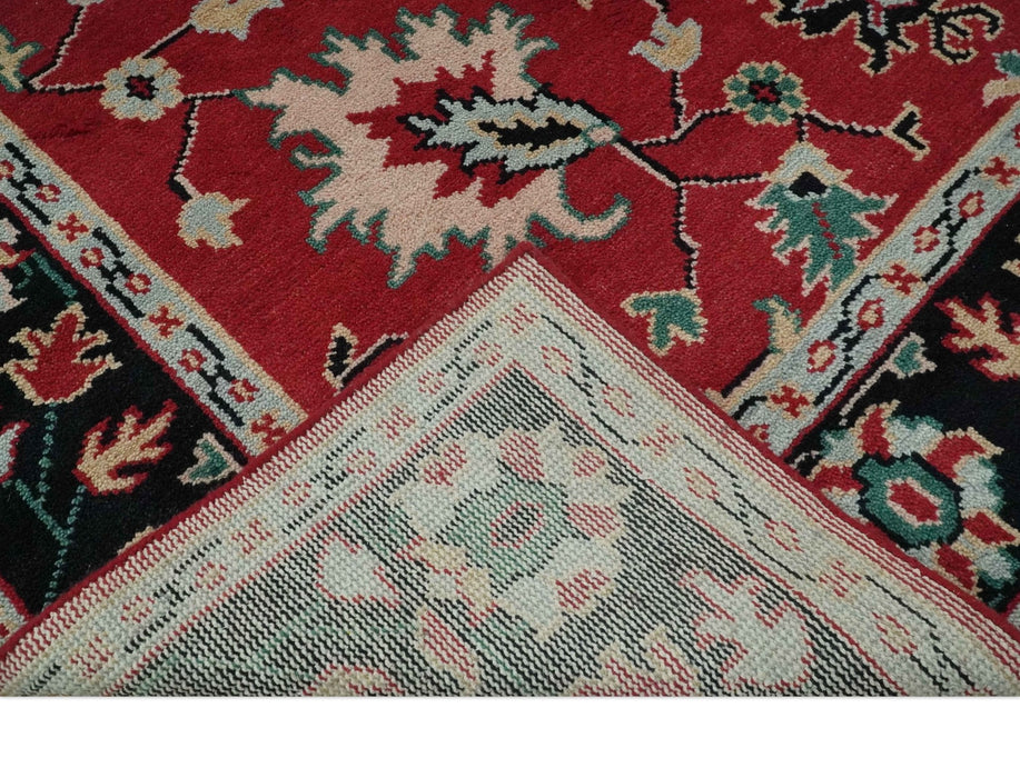 Red and Black Hand Knotted Traditional Oushak Custom made wool Area Rug