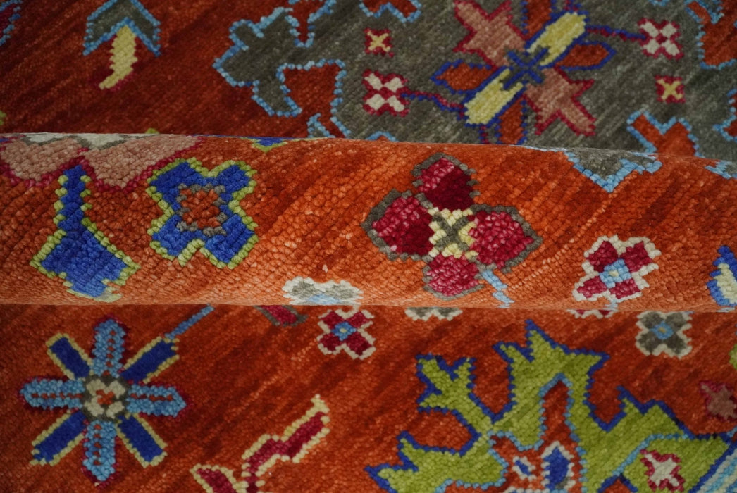 Red and Ivory Vibrant colorful Hand knotted Traditional Oushak 9x12 Wool Area Rug