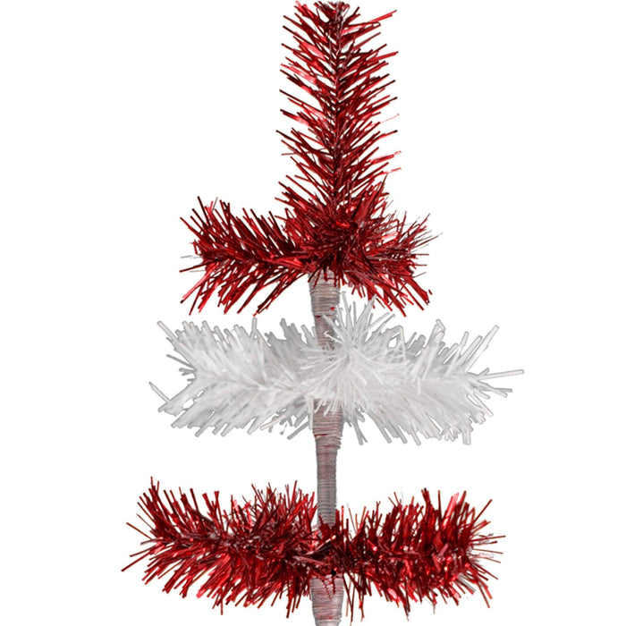 Red & White Candy Cane Layered Tinsel Christmas Tree