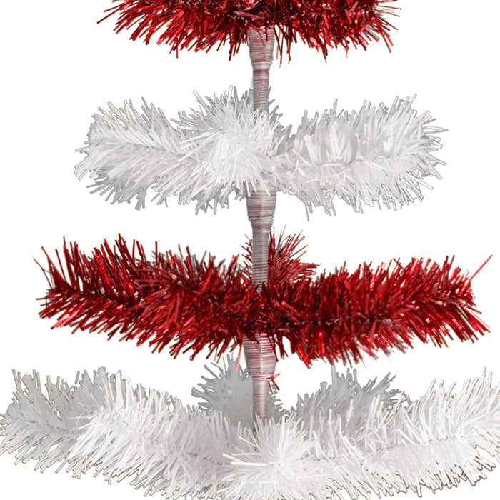 Red & White Candy Cane Layered Tinsel Christmas Tree