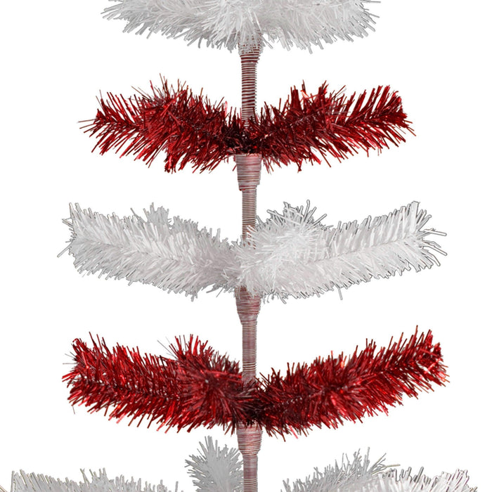 Red & White Candy Cane Layered Tinsel Christmas Tree