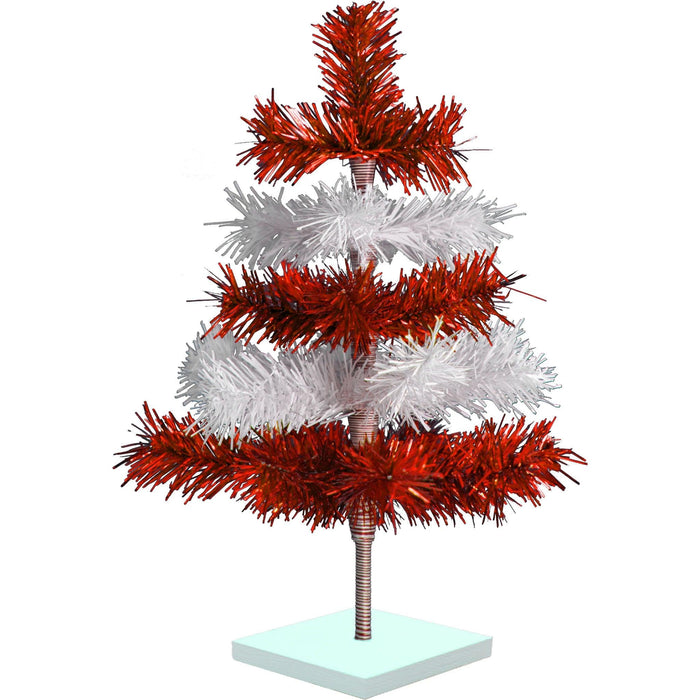 Red & White Candy Cane Layered Tinsel Christmas Tree