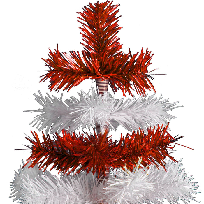 Red & White Candy Cane Layered Tinsel Christmas Tree