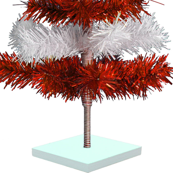 Red & White Candy Cane Layered Tinsel Christmas Tree