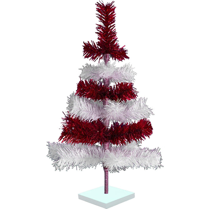 Red & White Candy Cane Layered Tinsel Christmas Tree