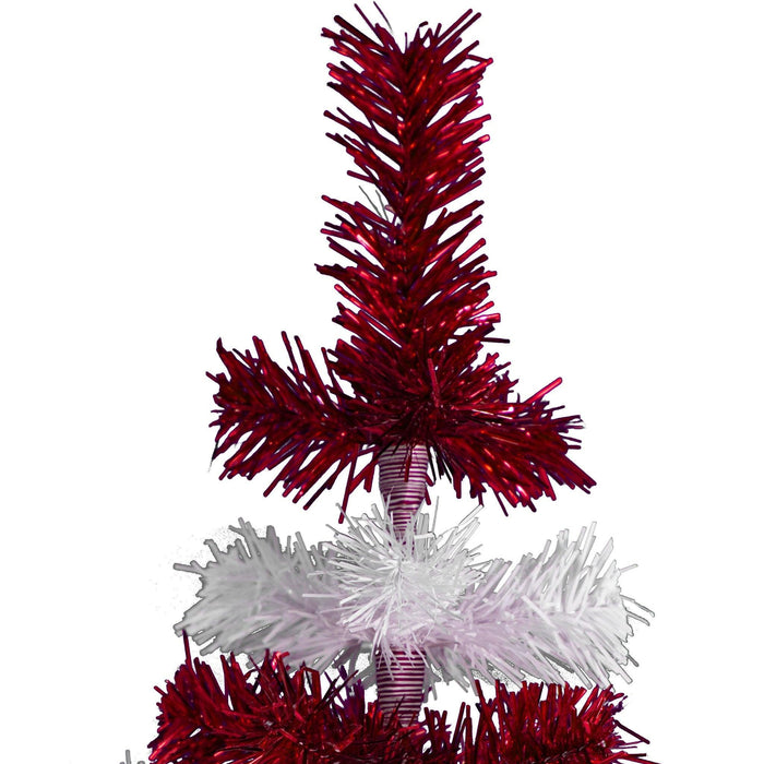 Red & White Candy Cane Layered Tinsel Christmas Tree