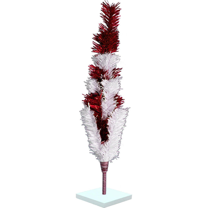 Red & White Candy Cane Layered Tinsel Christmas Tree