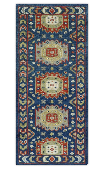 Red, Brown and Olive Traditional Hand knotted Custom Made Wool Area Rug