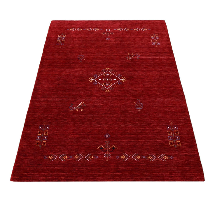 Red Center Medallion Tribal Design Hand Loomed Wool Area Rug