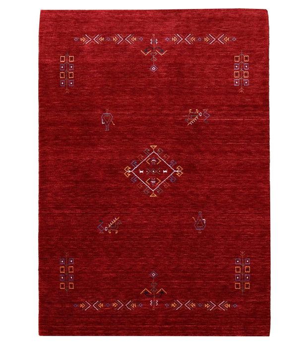 Red Center Medallion Tribal Design Hand Loomed Wool Area Rug