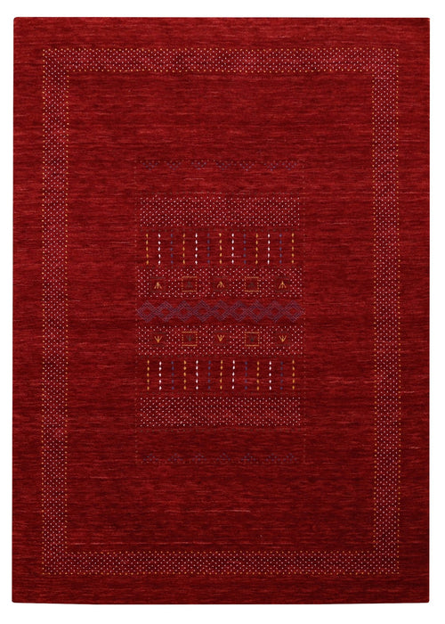 Red Center Pattern Hand Loomed Wool Area Rug