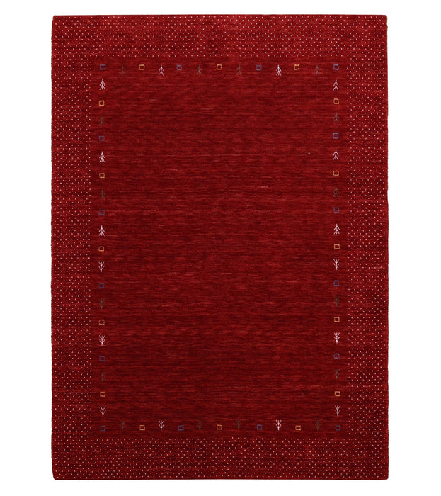 Red Gabbeh Border Design Hand Loomed Wool Area Rug