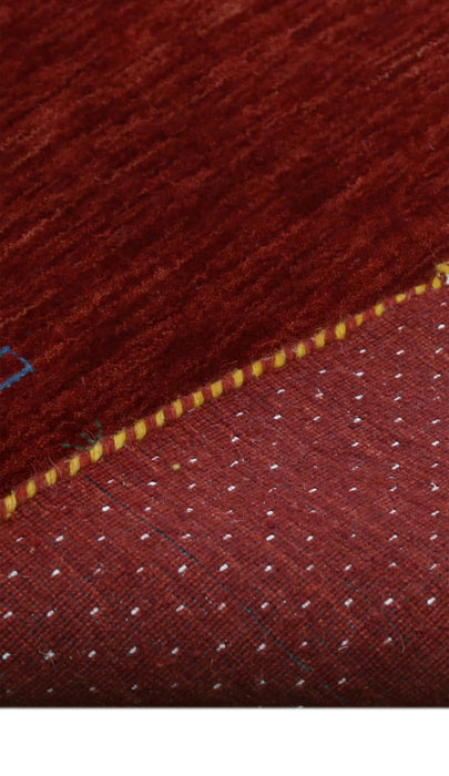 Red Gabbeh Border Design Hand Loomed Wool Area Rug