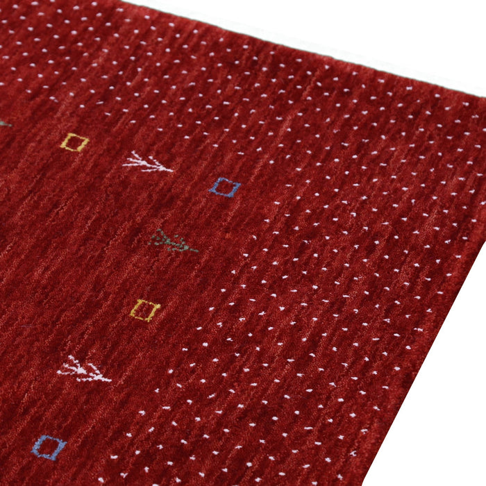 Red Gabbeh Border Design Hand Loomed Wool Area Rug