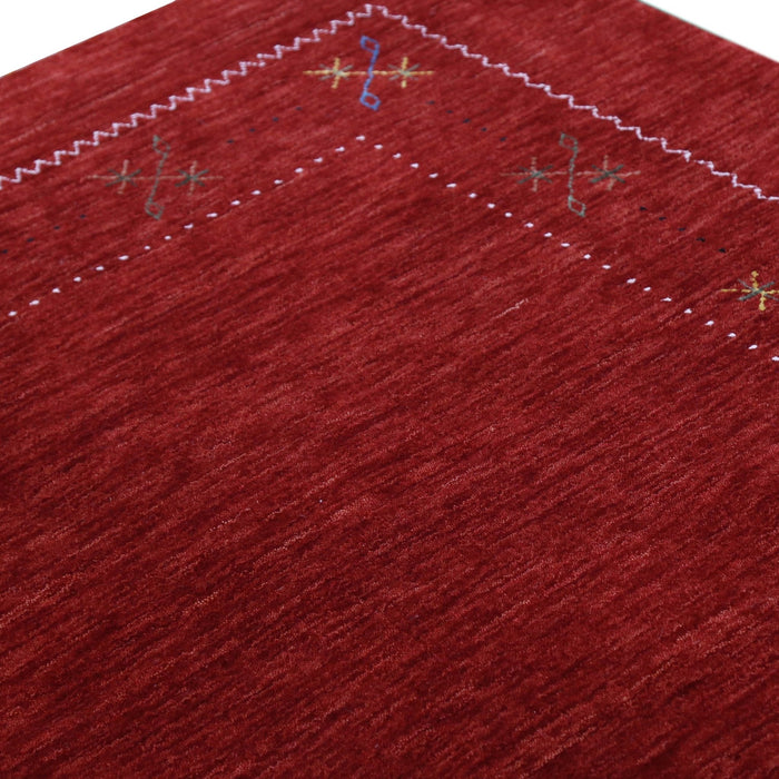 Red Gabbeh Border Design Hand Loomed Wool Area Rug