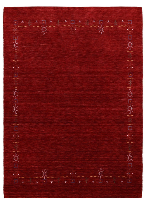 Red Tribal Border Design Hand Loomed Wool Area Rug