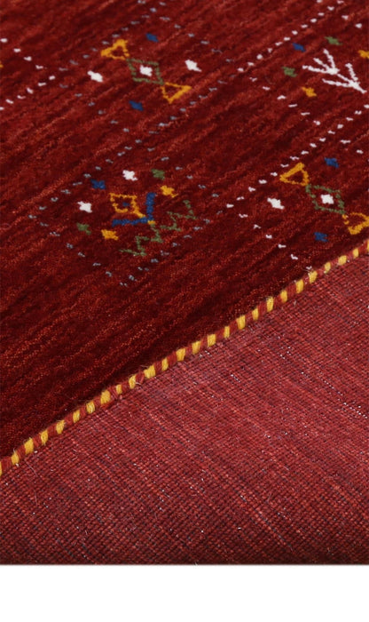 Red Tribal Geometrical Design Wool Area Rug