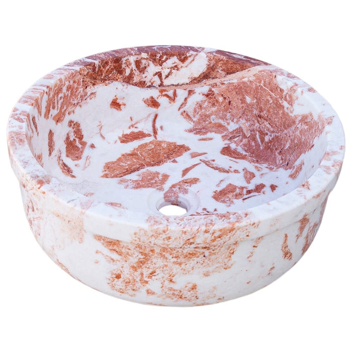 Natural Stone Tiger Marble Self-Rimming Vessel Sink Polished D: 16" H: 6"