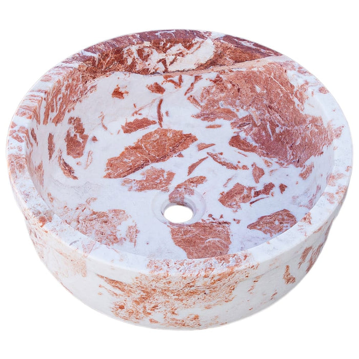 Natural Stone Tiger Marble Self-Rimming Vessel Sink Polished D: 16" H: 6"