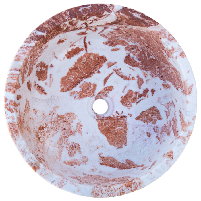 Natural Stone Tiger Marble Self-Rimming Vessel Sink Polished D: 16" H: 6"