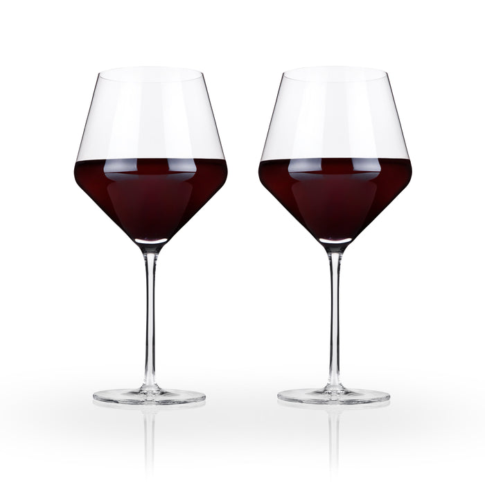 Raye Angled Crystal Burgundy Glasses Set of 2