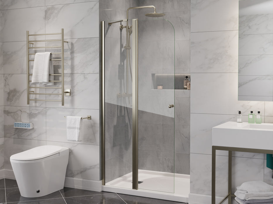 ANZZI Romance 72-in. x 33.5-in. Frameless Swinging Shower Door in Brushed Nickel