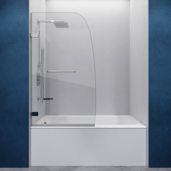 Vensea Series 31.5 in. by 56 in. Frameless Hinged Tub Door in Chrome