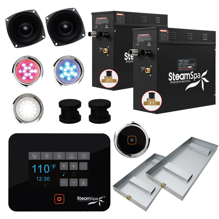 Black Series Wifi and Bluetooth 18kW QuickStart Steam Bath Generator Package in Matte Black