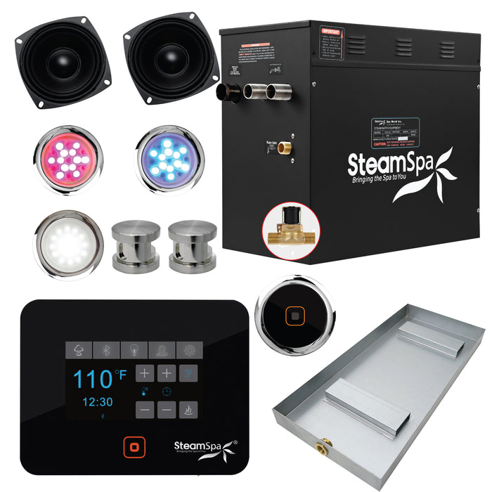 Black Series Wifi and Bluetooth 12kW QuickStart Steam Bath Generator Package in Brushed Nickel