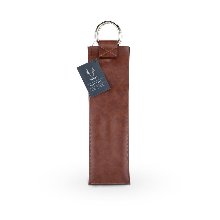 Faux Leather Single-Bottle Wine Tote