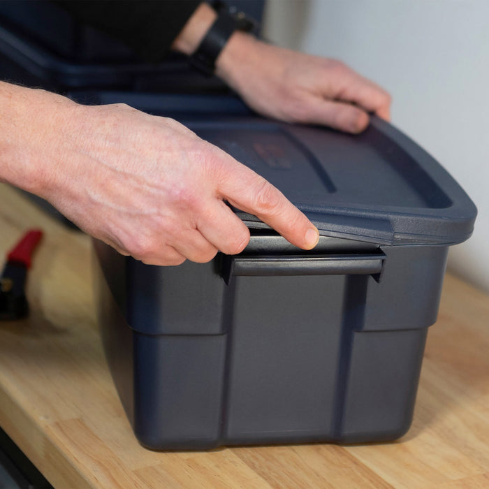 Rubbermaid 3 Gallon Stackable Storage Container, Dark Indigo Metallic (12 Pack)