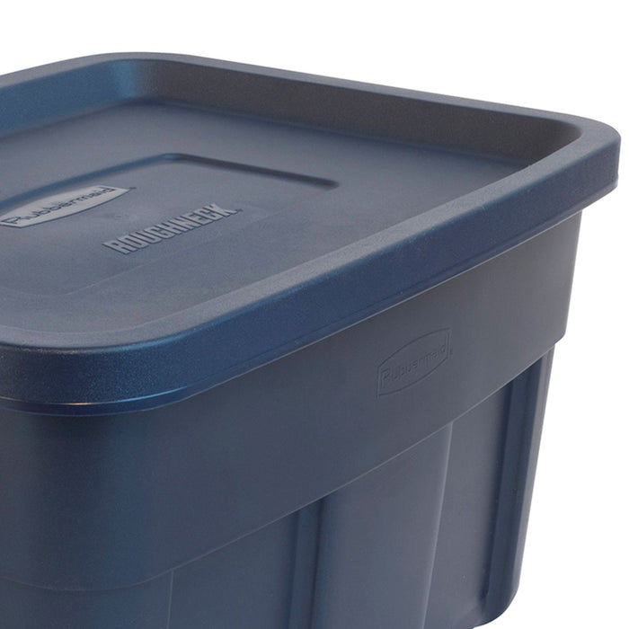 Rubbermaid Roughneck 14 Gallon Storage Box Tote, Dark Indigo Metallic (6 Pack)