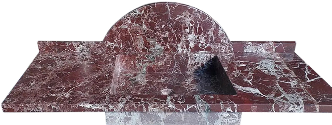 Rosso Levanto Marble Rectangular Wall-mount Sink (W)20" (L)52" (H)5"