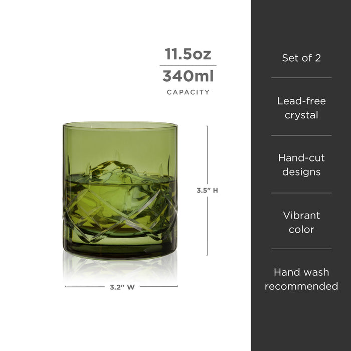 Admiral Crystal Rocks Glasses in Green Set of 2