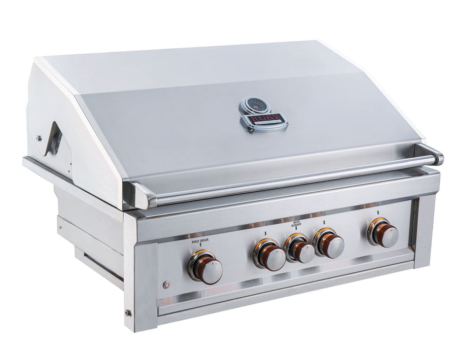 Sunstone Ruby 36-Inch 4-Burner Built-In Propane Gas Grill With Pro-Sear And Rotisserie RUBY4BIR-LP