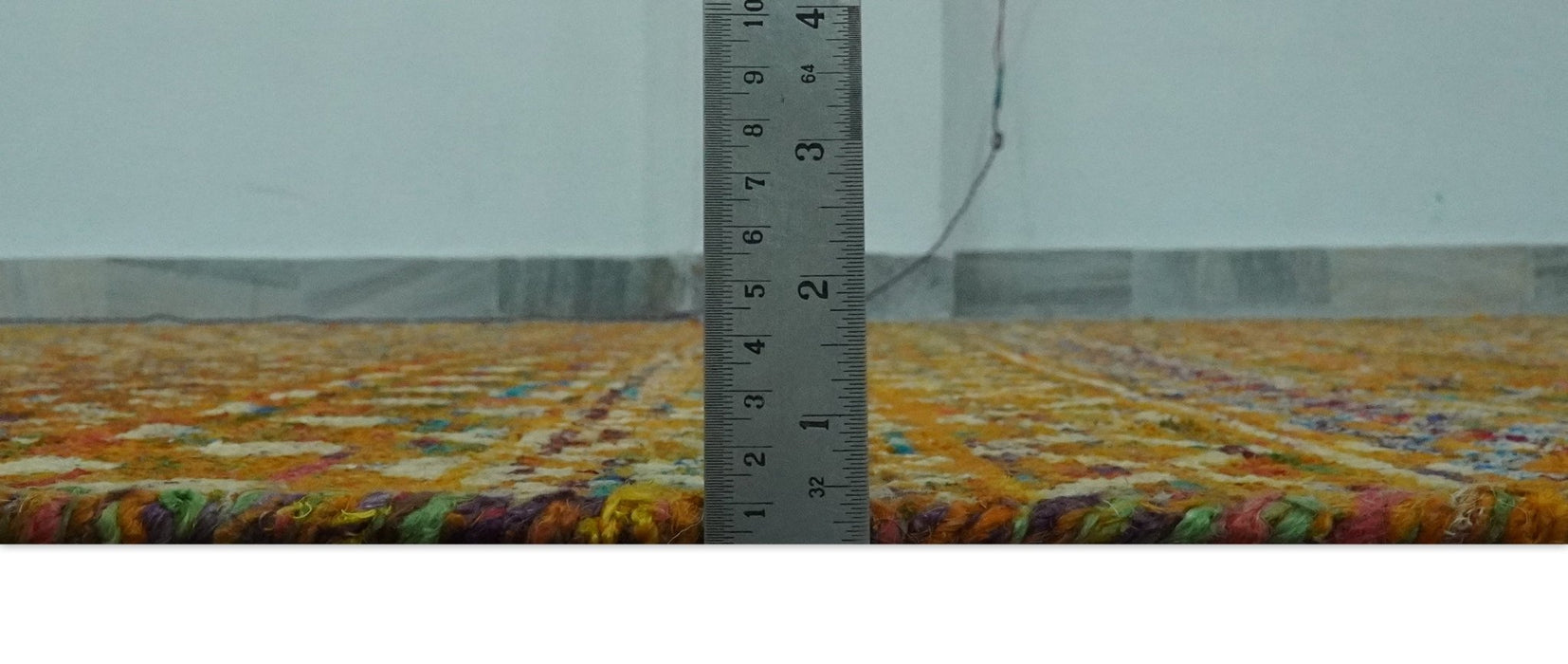 Rust and Beige 6x8.6 Contemporary Southwestern Tribal Trellis Recycled silk Rug