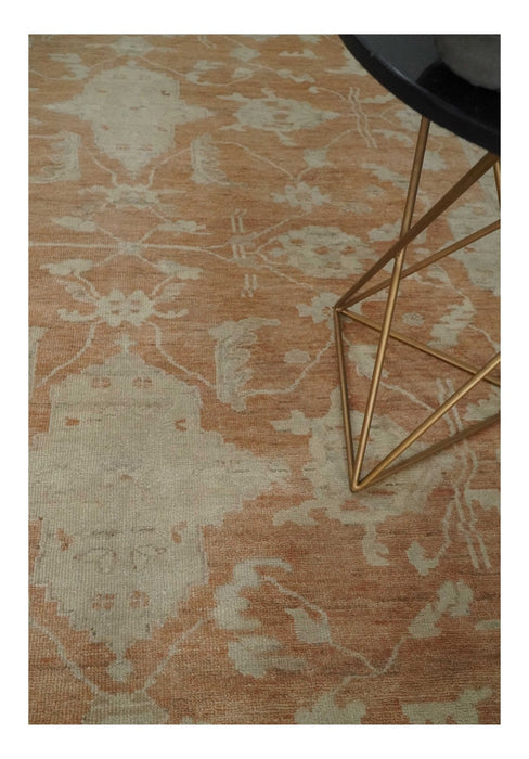 Rust and Beige Hand knotted Oriental Oushak 8x10 wool Area Rug