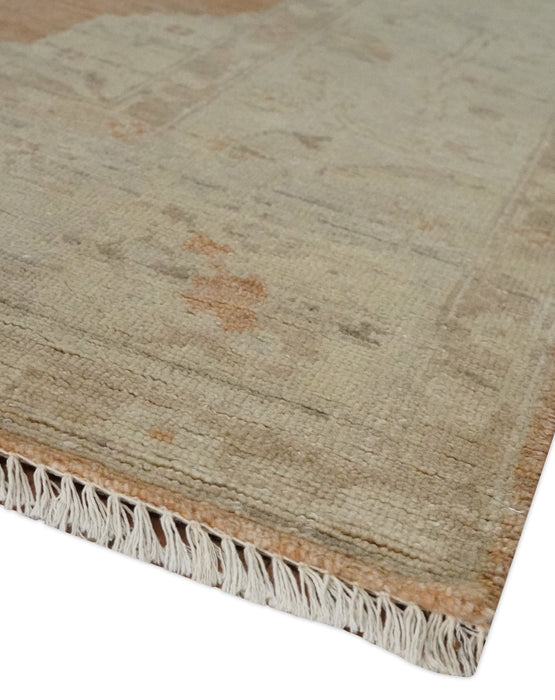 Rust and Beige Hand knotted Oriental Oushak 8x10 wool Area Rug