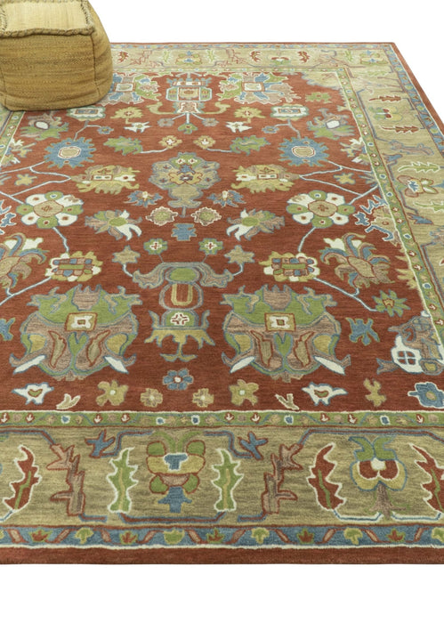Rust And Beige Traditional Oushak Design Hand Tufted 8x10 Wool Area Rug
