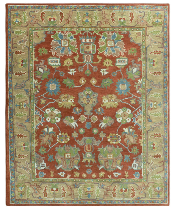 Rust And Beige Traditional Oushak Design Hand Tufted 8x10 Wool Area Rug