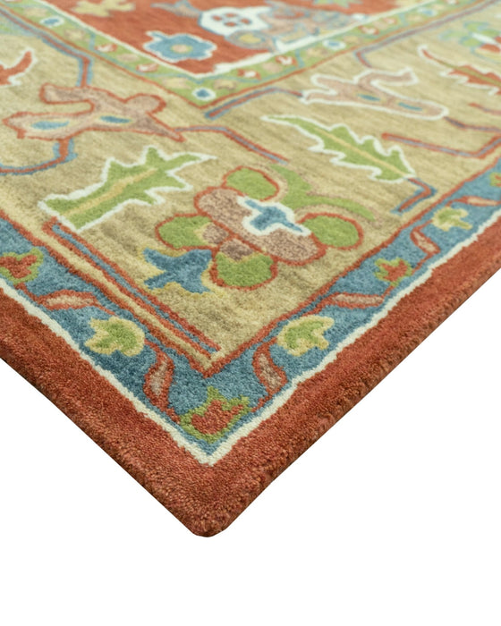 Rust And Beige Traditional Oushak Design Hand Tufted 8x10 Wool Area Rug